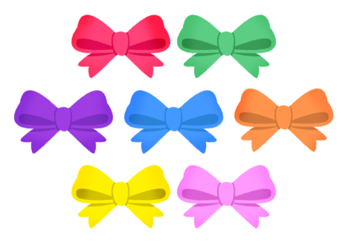 ribbon bows of various colors clipart