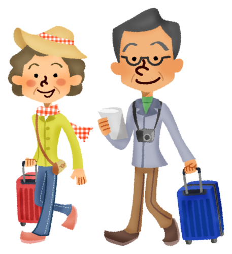 Senior couple who travel abroad clipart