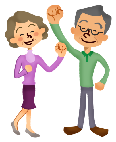 Senior couple smiling happily clipart