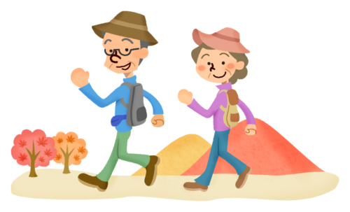 Senior couple hiking (autumn) clipart