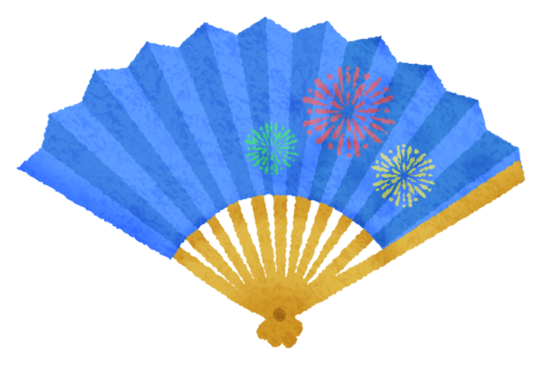 Japanese folding fan / Sensu (blue) clipart