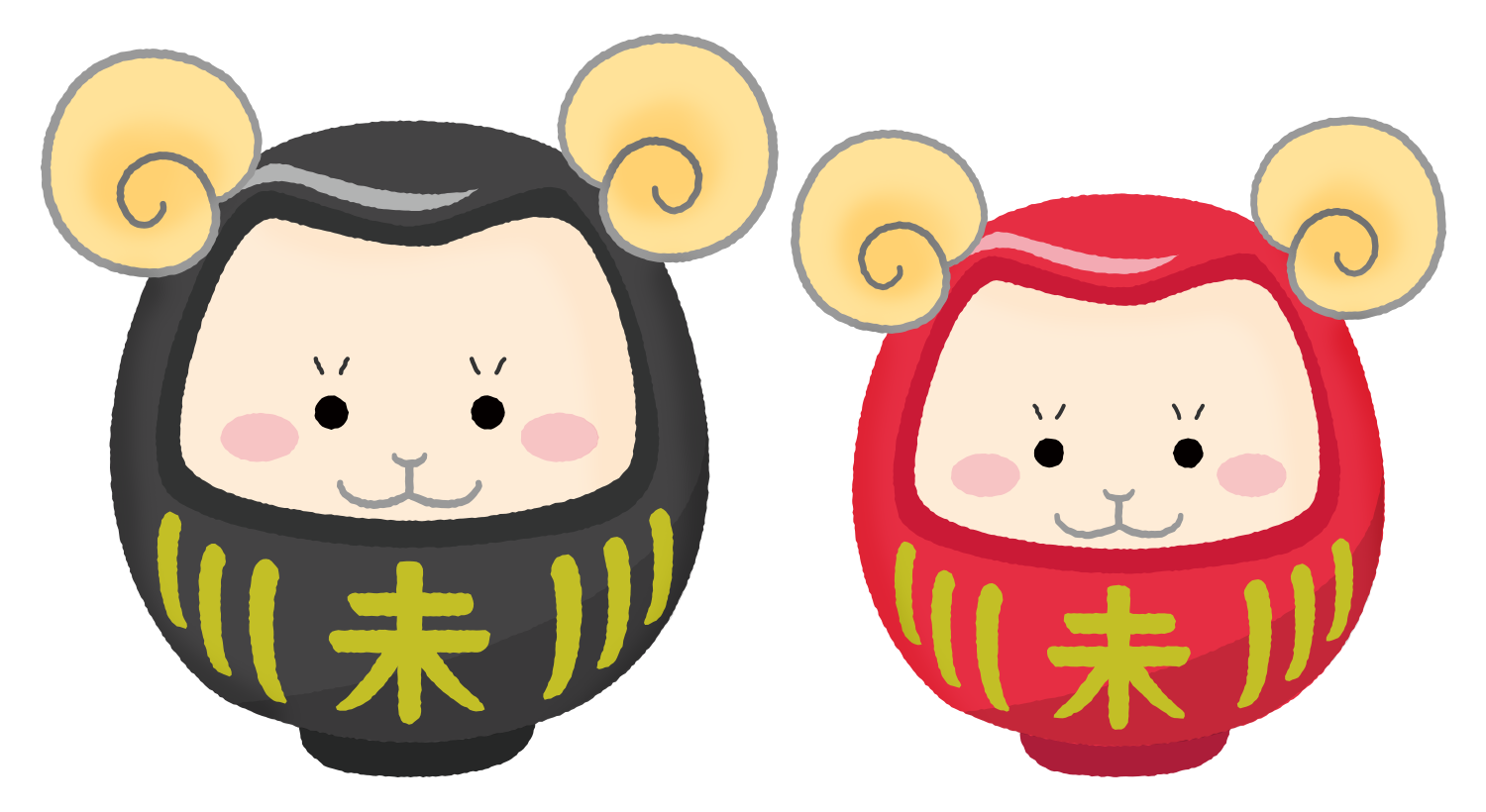 Free Clipart of Sheep Daruma Couple