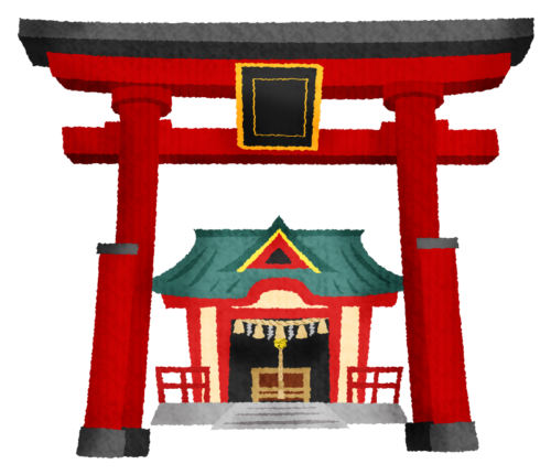 Shrine and torii clipart