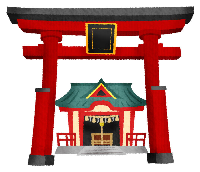 Free Clipart of Shrine and torii