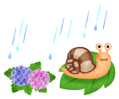 Snail and hydrangea clipart