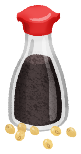 Soy sauce and soy beans clipart