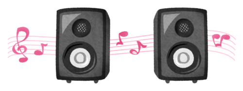 Speakers with music notes clipart