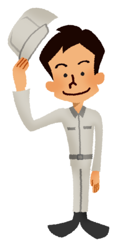 Technician taking off his hat as greeting clipart