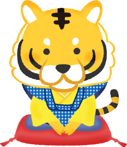 tiger in kimono (Fukusuke doll) clipart