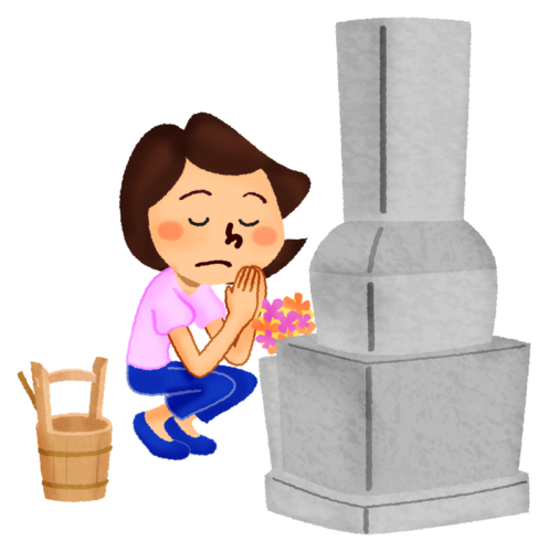 Woman visiting grave clipart