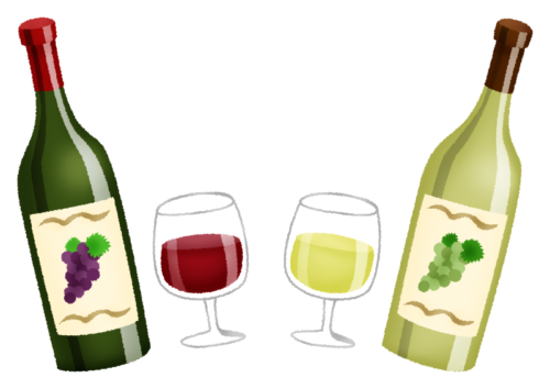 Red wine and white wine clipart