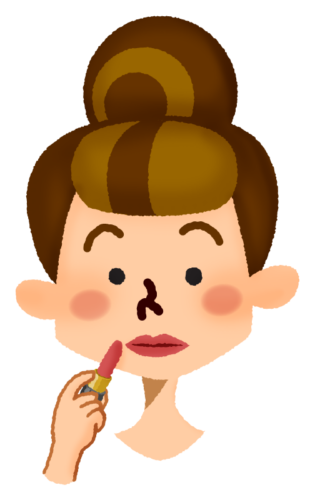 Woman applying lipstick clipart