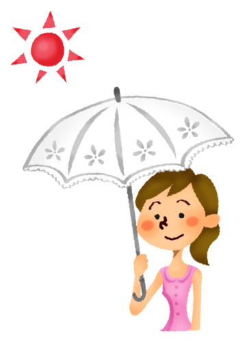 Woman with white UV umbrella clipart