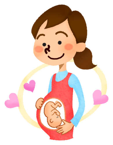 Pregnant woman with hearts clipart