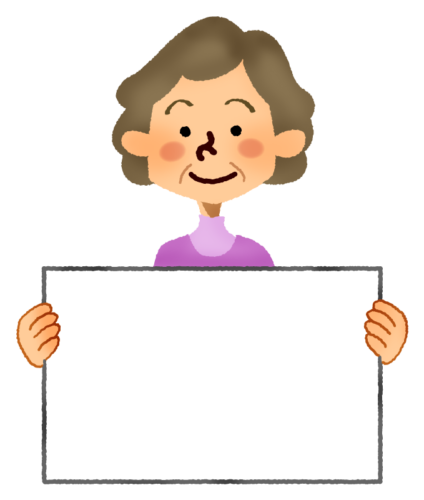 Senior woman holding signboard clipart
