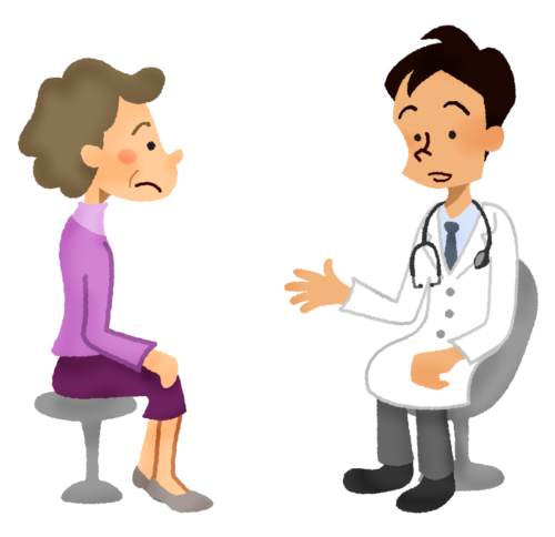 Senior woman receiving a medical consultation with doctor clipart
