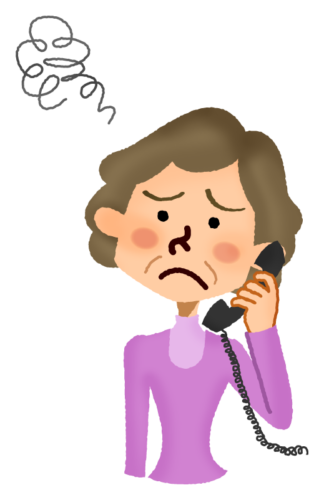 Annoyed senior woman talking on the phone clipart