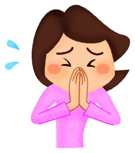 Woman saying “I’m sorry” clipart