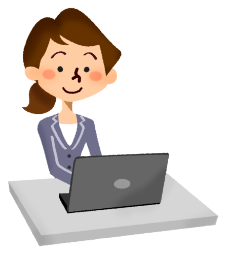Businesswoman using laptop clipart