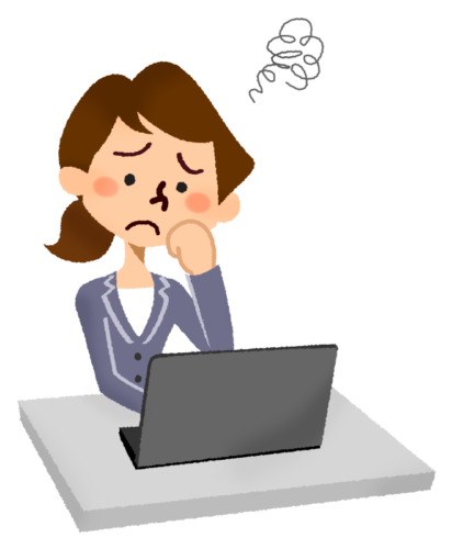 Annoyed woman in front of laptop clipart