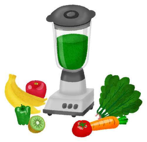 Licuadora con frutas y verduras clipart