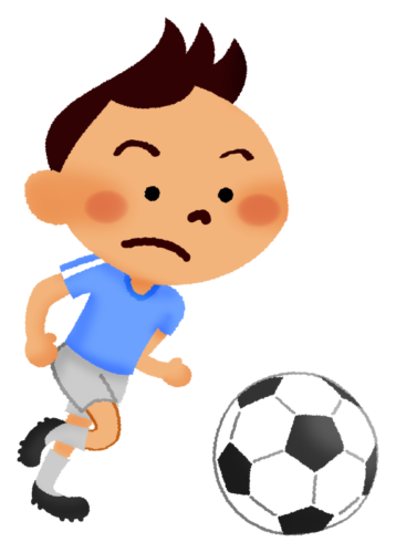 Niño jugando al fútbol clipart