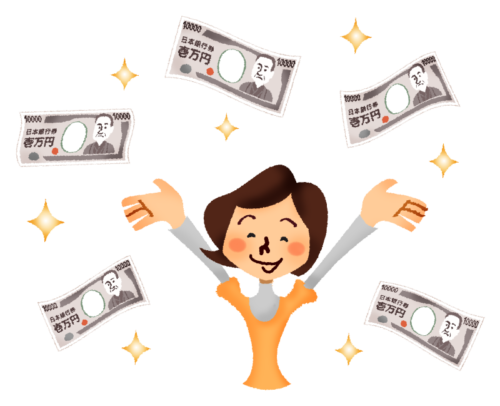 Mujer feliz con el dinero clipart