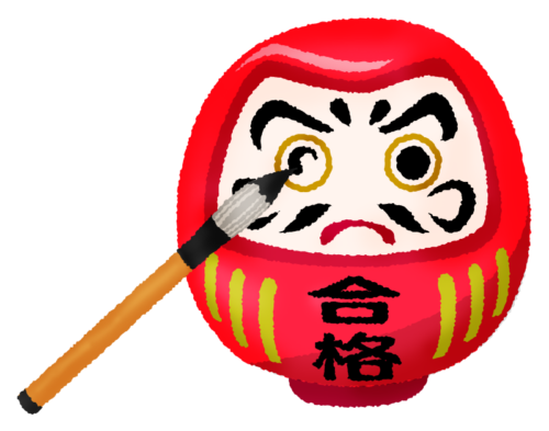 Muñeca Daruma «Goukaku» que se pinta el segundo ojo. clipart