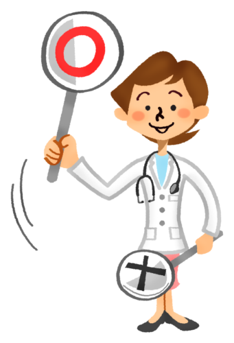 Doctora sosteniendo letrero de signo «Correcto» clipart