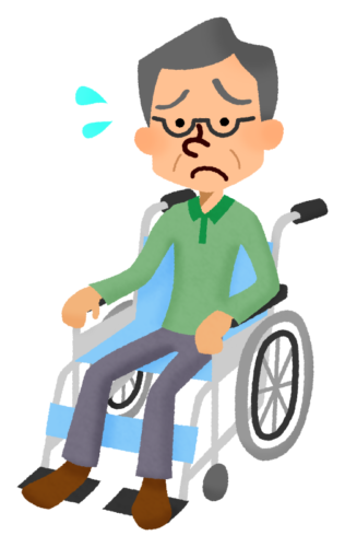 Hombre mayor en silla de ruedas que está en problemas clipart