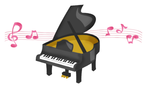 Piano con notas musicales clipart