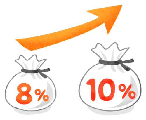 Aumento del impuesto a las ventas (8% 10%) clipart