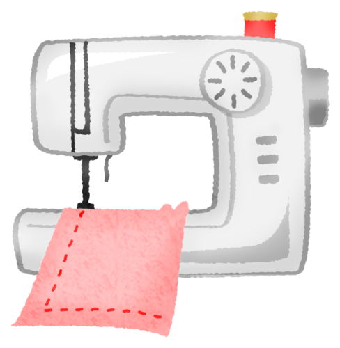 Máquina de coser con tela clipart