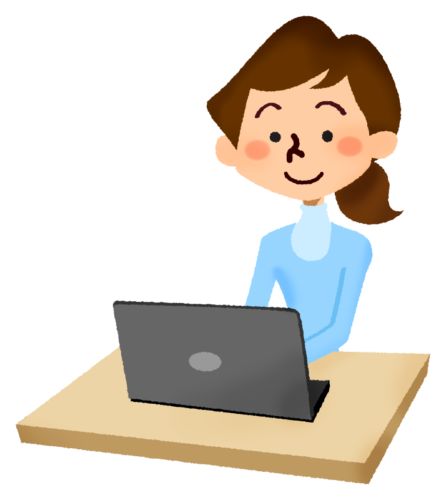 Mujer usando la computadora portátil clipart