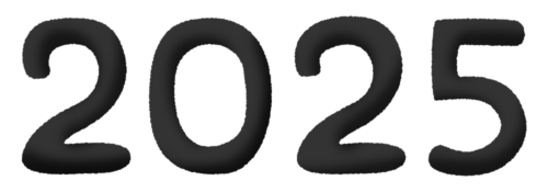2025年（黒）の文字のイラスト
