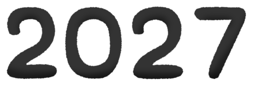 2027年（黒）の文字のイラスト
