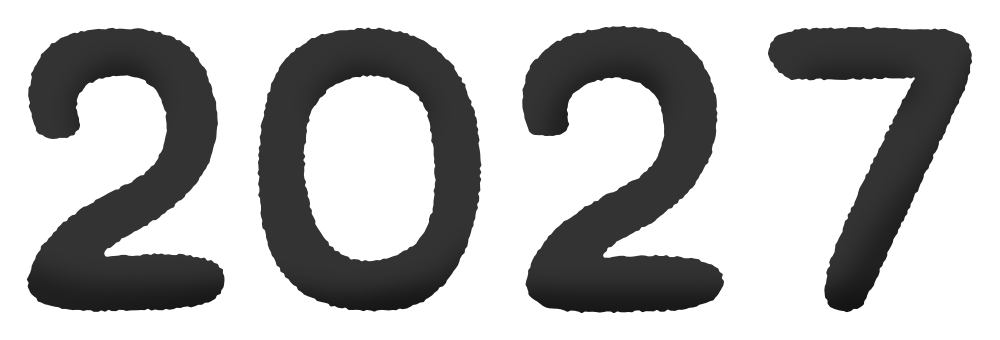 2027年（黒）の文字のかわいいフリーイラスト素材