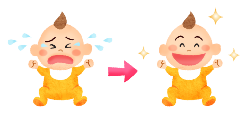泣く赤ちゃんと笑顔の赤ちゃんのイラスト