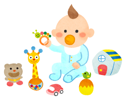 赤ちゃんとおもちゃのイラスト
