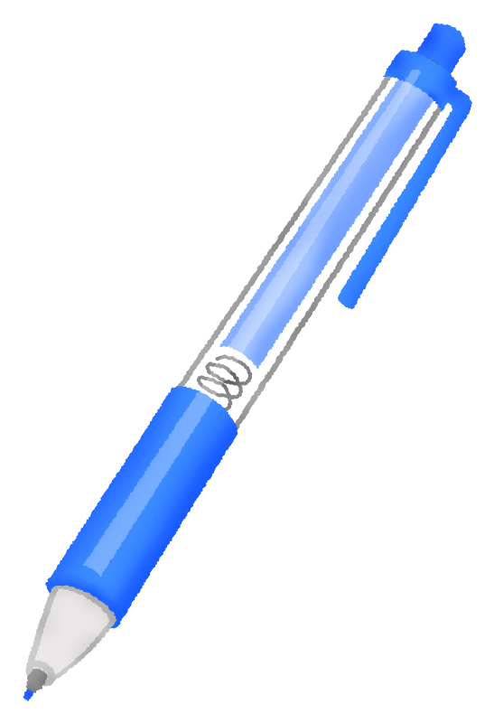 ボールペン（青）のかわいいフリーイラスト素材