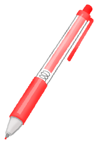 ボールペン（赤）のイラスト