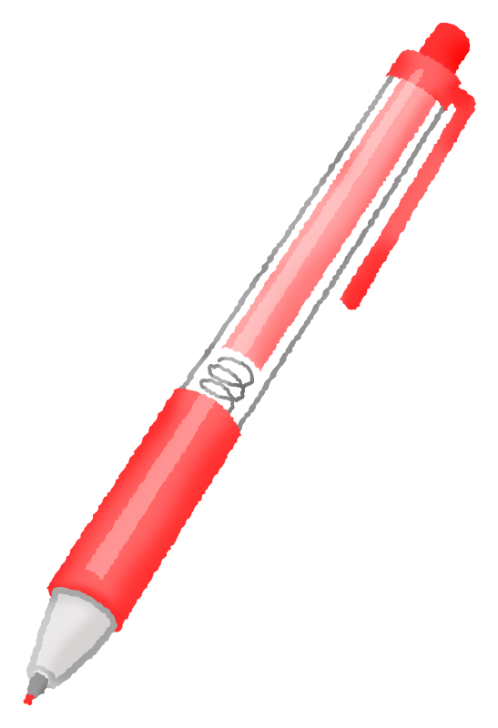 ボールペン（赤）のかわいいフリーイラスト素材
