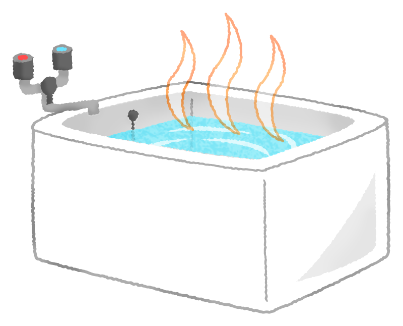 Bathtub filled with hot water