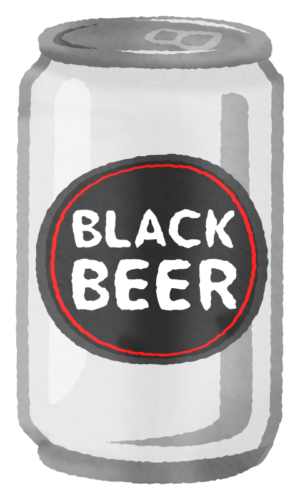 缶ビール（黒）のイラスト