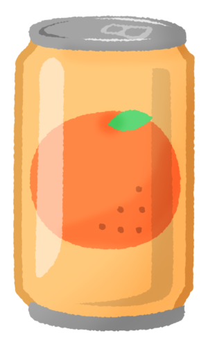 缶のオレンジジュースのイラスト