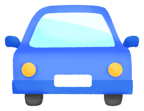 青い車（正面）のイラスト