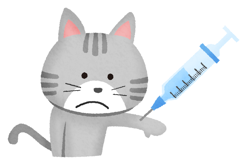 猫の予防接種のかわいいフリーイラスト素材