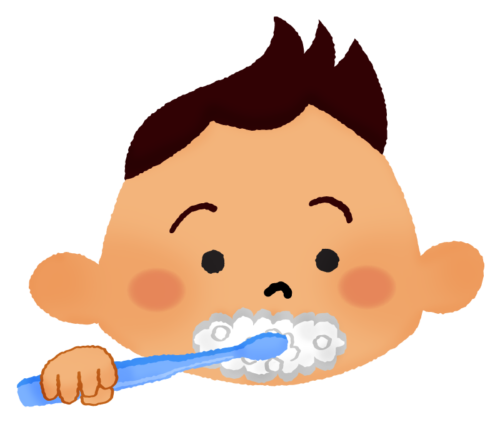 歯磨きする男の子のイラスト