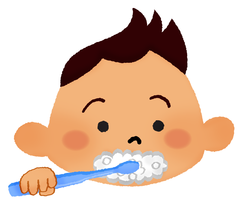歯磨きする男の子のかわいいフリーイラスト素材