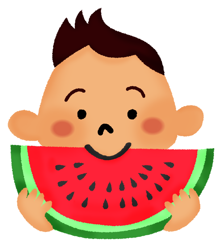Little boy eating watermelon